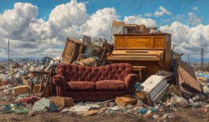 Various items gathered together prepared for junk removal
