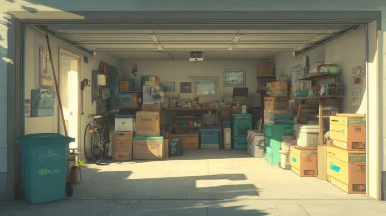 Neatly organized garage with items to donate