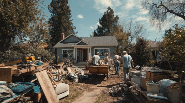 Real estate investors organizing junk removal for a fix and flip