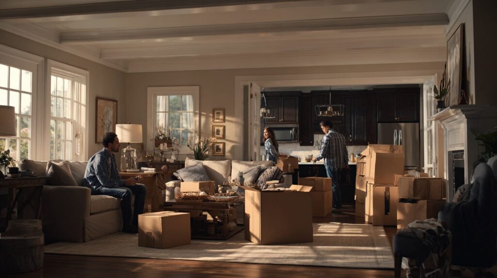 Family working together to organize the belongings as part of an estate cleanout